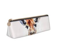 FHEBNDS Elegante borsa per il trucco con giraffa ad acquerello per donne e uomini, grande astuccio estetico, portamonete, borsa cosmetica in pelle con cerniera, organizer da ufficio essenziale da