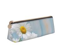 FHEBNDS Elegante borsa per il trucco con margherite primaverili per donne e uomini, grande astuccio estetico, portamonete, borsa cosmetica in pelle con cerniera, organizer da ufficio essenziale da