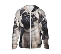 FHEBNDS Giacca da uomo con cappuccio UPF 50+, protezione solare, cerniera intera, maniche lunghe, carlino, camicia da sole da donna con tasca, nero, XXX-Large
