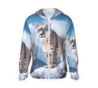 FHEBNDS Giacca da uomo UPF 50+ con cappuccio e cerniera intera, a maniche lunghe, leopardo delle nevi, da montagna, con tasca, nero, XXX-Large