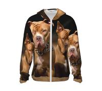 FHEBNDS Giacca da uomo UPF 50+ con cappuccio e cerniera intera, a maniche lunghe, per cani Pitbull, con tasca, nero, XXX-Large