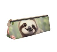 FHEBNDS Grazioso astuccio per trucchi con bradipo per donne e uomini, grande astuccio estetico, portamonete, borsa cosmetica in pelle con cerniera, organizer per ufficio e accessori da viaggio