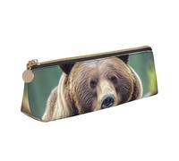 FHEBNDS Grizzly Bear - Astuccio per trucchi da donna e uomo, grande, estetico, portamonete, in pelle, con cerniera, organizer da ufficio, accessori da viaggio