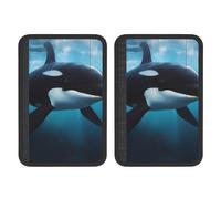 FHEBNDS Killer Whale - Set di 2 coperture universali per cintura di sicurezza dell'auto, morbide e confortevoli, per zaino, spalla, collo, accessori interni auto