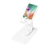 FHEBNDS Lilies and Butterfly - Supporto per telefono da scrivania, girevole a 360°, pieghevole, per ufficio, casa, tablet, supporto portatile per cellulare, iPad