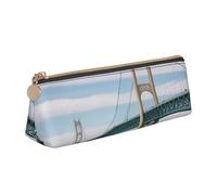 FHEBNDS Mackinac - Astuccio per trucchi con ponte sospeso, per donne e uomini, grande, estetico, portamonete, in pelle, con cerniera, organizer da ufficio, accessori da viaggio