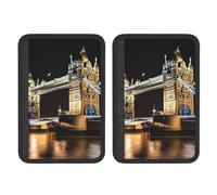 FHEBNDS Night London Tower Bridge - Copertura per cintura di sicurezza dell'auto, confezione da 2, universale, morbida e confortevole, per zaino, spalla, collo, accessori interni auto