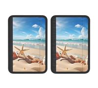 FHEBNDS Pretty Beach and Seashell - Set di 2 copri cintura di sicurezza per auto, universali, morbidi e confortevoli, per zaino, spalla, collo, accessori interni auto