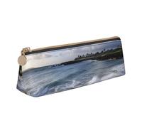 FHEBNDS Puerto Rico - Borsa per trucchi da spiaggia per donne e uomini, grande astuccio estetico, portamonete, in pelle, con cerniera, organizer da ufficio e accessori da viaggio