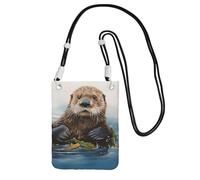 FHEBNDS Sea Otter Borse a tracolla da donna alla moda piccola borsa da viaggio per telefono cellulare portafogli per uomo nero, nero, taglia unica