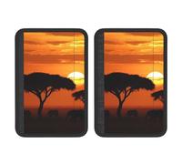 FHEBNDS Sunset African Savanna - Copertura per cintura di sicurezza per auto, confezione da 2, universale, morbida e confortevole, per zaino, spalla, collo, accessori interni auto