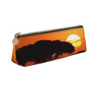FHEBNDS Sunset African Savanna Makeup Bag per donne e uomini, grande astuccio estetico, portamonete, in pelle, con cerniera, organizer da ufficio, accessori da viaggio