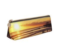FHEBNDS Sunset Beach Makeup Bag per donne e uomini, grande astuccio estetico, portamonete, borsa cosmetica in pelle con cerniera, organizer per ufficio e accessori da viaggio