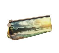 FHEBNDS Sunset on the Beach - Astuccio per trucchi da donna e uomo, grande, estetico, portamonete, in pelle, con cerniera, organizer da ufficio, accessori da viaggio