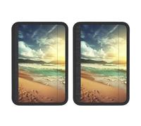 FHEBNDS Sunset on the Beach - Set di 2 copri cintura di sicurezza universali per auto, morbidi e confortevoli, per zaino, spalla, collo, accessori interni auto