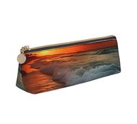 FHEBNDS The Beach Sunset Trousse per trucchi per donne e uomini, grande astuccio estetico, portamonete, borsa cosmetica in pelle con cerniera, organizer per ufficio e accessori da viaggio