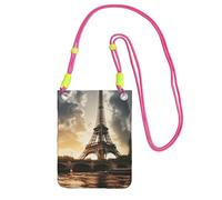 FHEBNDS Torre Eiffel Borse a tracolla da donna alla moda piccola borsa da viaggio per telefono cellulare portafoglio per uomo nero, fucusia, taglia unica