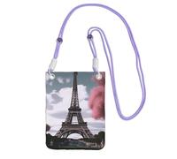 FHEBNDS Torre Eiffel Borse a tracolla da donna alla moda piccola borsa da viaggio per telefono cellulare portafoglio per uomo nero, viola, taglia unica