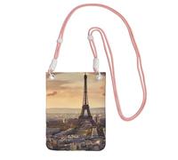 FHEBNDS Torre Eiffel e città borse a tracolla per le donne alla moda piccola borsa da viaggio per telefono cellulare portafoglio per uomo nero, rosa, taglia unica