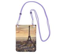 FHEBNDS Torre Eiffel e città borse a tracolla per le donne alla moda piccola borsa da viaggio per telefono cellulare portafoglio per uomo nero, viola, taglia unica