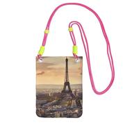 FHEBNDS Torre Eiffel e città borse a tracolla per le donne alla moda piccola borsa da viaggio per telefono cellulare portafoglio per uomo nero, fucusia, taglia unica