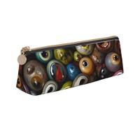 FHEBNDS Trousse per trucchi con palline di occhio per donne e uomini, astuccio grande estetico, portamonete, borsa cosmetica in pelle con cerniera, organizer da ufficio e accessori da viaggio
