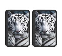 FHEBNDS White Tiger - Set di 2 coperture per cintura di sicurezza per auto, universali, morbide e confortevoli, per zaino, spalla, collo, accessori interni auto