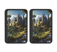 FHEBNDS Woods and Castle - Set di 2 copri cintura di sicurezza per auto, universali, morbidi e confortevoli, per zaino, spalla, collo, accessori interni auto