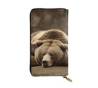 FHEDVBN Bear Sleep Wallet per uomo e donna borsa lunga in pelle pochette grande borsa da viaggio porta telefono porta carte di credito porta soldi con cerniera portafogli in pelle regalo