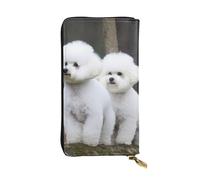 FHEDVBN Bichon Frise Portafoglio per uomo e donna borsa lunga in pelle pochette grande borsa da viaggio porta telefono porta carte di credito porta soldi con cerniera portafogli in pelle regalo