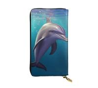 FHEDVBN Carino animale marino delfino portafoglio per uomo donna borsa lunga pochette in pelle grande borsa da viaggio porta telefono porta carte di credito porta soldi con cerniera portafogli in