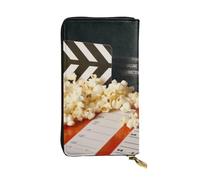 FHEDVBN Cinema Clapboard e Popcorn Portafoglio per Uomo Donna Borsa Lunga Pochette in Pelle Grande Borsa Business Borsa da Viaggio Porta Telefono Porta Carte di Credito Custodia per Soldi con Cerniera