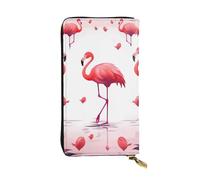 FHEDVBN Grazioso portafoglio rosa con fenicotteri per uomo e donna borsa lunga in pelle pochette grande borsa da viaggio porta telefono porta carte di credito porta soldi con cerniera portafogli in