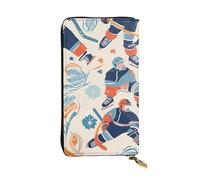 FHEDVBN Hockey Elements Portafoglio creativo con motivo per uomo e donna borsa lunga in pelle pochette grande borsa da viaggio porta telefono porta carte di credito porta soldi con cerniera portafogli