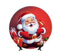 FHEDVBN Piatto decorativo per esposizione, regali di Natale di Babbo Natale, piatto decorativo in porcellana Bone China, 20,3 cm, piatto piano in ceramica con supporto, ornamenti da appendere alla