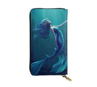 FHEDVBN Portafoglio a sirena blu per uomo donna borsa lunga pochette in pelle grande borsa da viaggio porta telefono porta carte di credito custodia per soldi con cerniera portafogli in pelle regalo