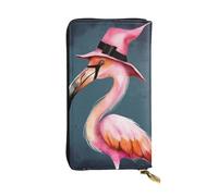 FHEDVBN Portafoglio con cappello da strega fenicottero di Halloween per uomo e donna borsa lunga in pelle pochette grande borsa da viaggio porta telefono porta carte di credito custodia per soldi con
