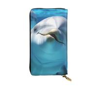 FHEDVBN Portafoglio con delfino con sorriso per uomo e donna borsa lunga in pelle pochette grande borsa da viaggio porta telefono porta carte di credito custodia per soldi con cerniera portafogli in