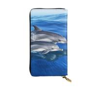 FHEDVBN Portafoglio con famiglia di delfini per uomini e donne borsa lunga in pelle pochette grande borsa da viaggio porta telefono porta carte di credito custodia per soldi con cerniera portafogli in