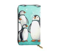 FHEDVBN Portafoglio con famiglia di pinguini carini per uomini e donne borsa lunga in pelle pochette grande borsa da viaggio porta telefono porta carte di credito custodia per soldi con cerniera