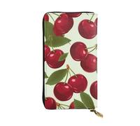 FHEDVBN Portafoglio con frutta ciliegia per uomo donna borsa lunga pochette in pelle grande borsa da viaggio porta telefono porta carte di credito custodia per soldi con cerniera portafogli in pelle