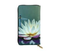 FHEDVBN Portafoglio con libellula con ninfea per uomo e donna borsa lunga in pelle pochette grande borsa da viaggio porta telefono porta carte di credito custodia per soldi con cerniera portafogli in