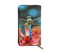 FHEDVBN Portafoglio con libellula sul fiore per uomo donna borsa lunga pochette in pelle grande borsa da viaggio porta telefono porta carte di credito custodia per soldi con cerniera portafogli in
