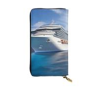 FHEDVBN Portafoglio con nave da crociera per uomo e donna borsa lunga in pelle pochette grande borsa da viaggio porta telefono porta carte di credito custodia per soldi con cerniera portafogli in