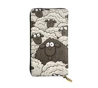 FHEDVBN Portafoglio con pecore bianche e nere in stile cartone animato per uomo e donna borsa lunga in pelle pochette grande borsa da viaggio porta telefono porta carte di credito porta soldi con