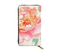 FHEDVBN Portafoglio con peonia pesca per uomo e donna, borsa lunga in pelle, pochette grande borsa da viaggio porta telefono porta carte di credito porta soldi con cerniera portafogli in pelle regalo