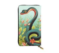 FHEDVBN Portafoglio con serpente e fiore per uomo donna borsa lunga pochette in pelle grande borsa da viaggio porta telefono porta carte di credito custodia per soldi con cerniera portafogli in pelle