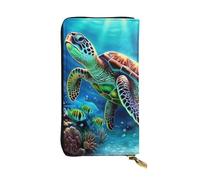 FHEDVBN Portafoglio con tartarughe marine e pittura a diamante, per uomo e donna, borsa lunga in pelle, borsa grande da lavoro, porta telefono da viaggio, porta carte di credito, portamonete con