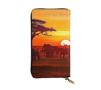 FHEDVBN Portafoglio con tramonto animale africano per uomo donna borsa lunga pochette in pelle grande borsa da viaggio porta telefono porta carte di credito custodia per soldi con cerniera portafogli