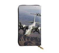 FHEDVBN Portafoglio da uomo e donna con aereo dell'esercito degli Stati Uniti, borsa lunga in pelle, borsa grande da lavoro, porta telefono da viaggio, porta carte di credito, portamonete con cerniera